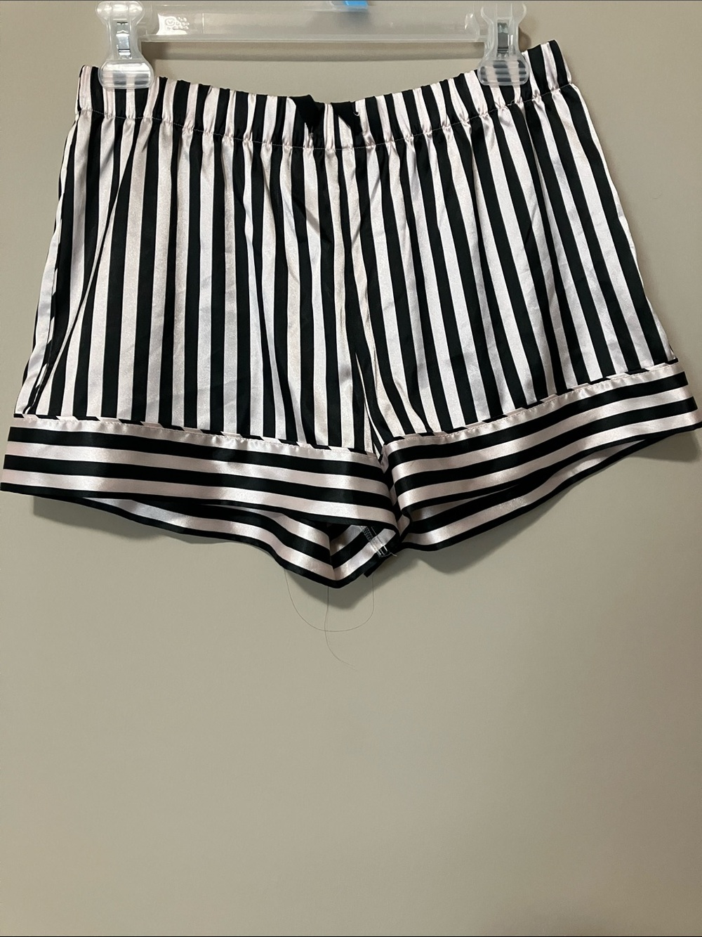 Victoria's Secret Black and Pink Striped Satin Shorts